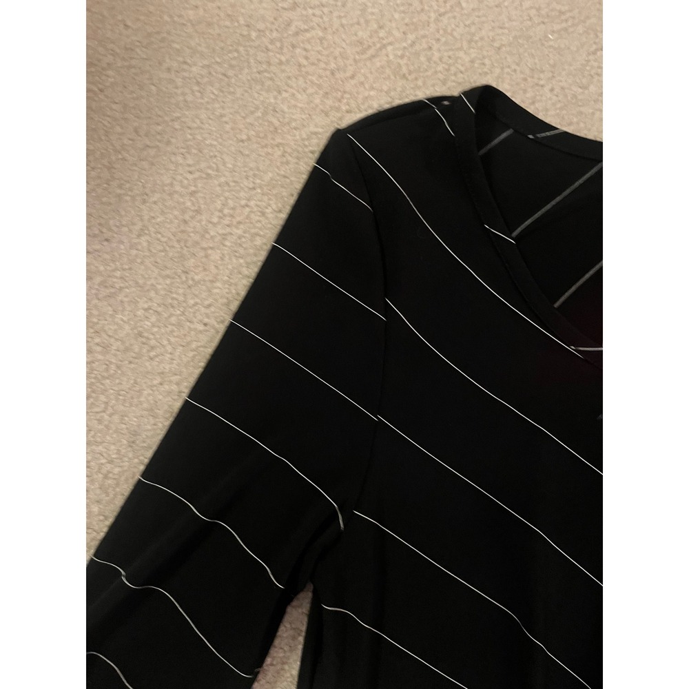 IC By Connie‎ K NWT Black White Stripe Asymmetrical Tunic Top Lagenlook- Size S - Picture 6 of 8